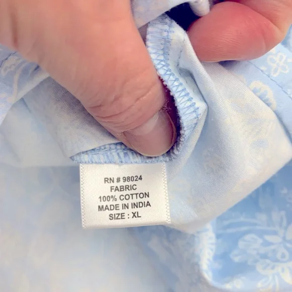 Jennifer Grace Top Size XL Women's Sophie Blue Flutter Sleeve Floral Cotton - Picture 7 of 7